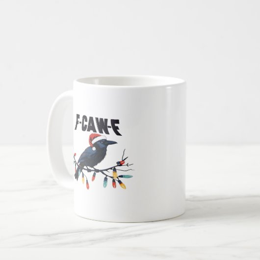 Funny Crow Christmas Classic Retro Design Kaffeetasse (Vorderseite Links)
