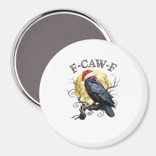 Funny Crow F-Caw-F Bird Gothic Christmas Santa Hat Magnet (Vorderseite/Rückseite)
