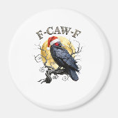 Funny Crow F-Caw-F Bird Gothic Christmas Santa Hat Magnet (Vorne)