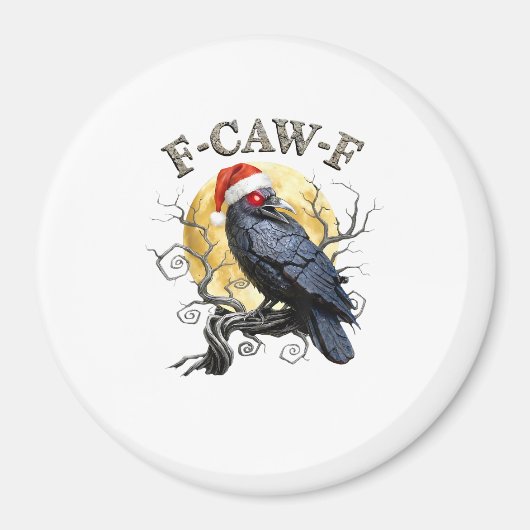 Funny Crow F-Caw-F Bird Gothic Christmas Santa Hat Magnet (Vorne)