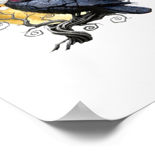 Funny Crow F-Caw-F Bird Gothic Christmas Santa Hat Poster (Ecke)