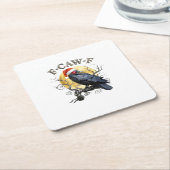 Funny Crow F-Caw-F Bird Gothic Christmas Santa Hat Rechteckiger Pappuntersetzer (angewinkelt)
