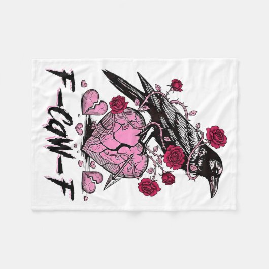 Funny Crow F-caw-f Valentines Day Black Bird Fcawf Fleecedecke (Vorderseite (Horizontal))