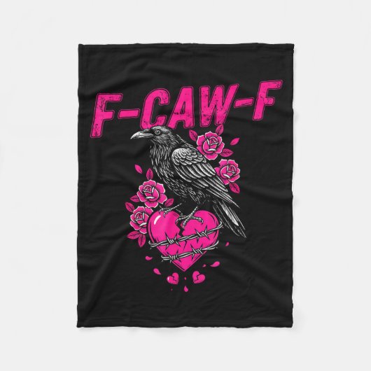 Funny Crow F-caw-f Valentines Day Black Bird Fcawf Fleecedecke (Vorderseite)