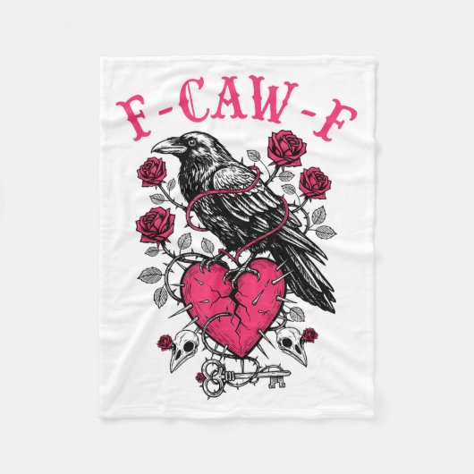 Funny Crow F-caw-f Valentines Day Black Bird Fcawf Fleecedecke (Vorderseite)