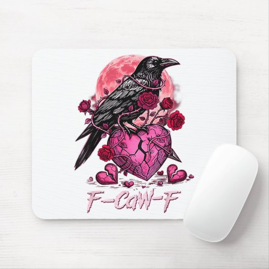 Funny Crow F-caw-f Valentines Day Black Bird Fcawf Mousepad (Mit Mouse)