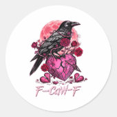 Funny Crow F-caw-f Valentines Day Black Bird Fcawf Runder Aufkleber (Vorderseite)