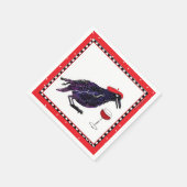 Funny Crow mit French Beret und Glass of wine Serviette (Ecke)
