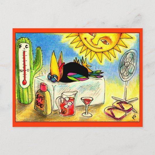 Funny Crow Sommerurlaub Postkarte (Vorderseite)