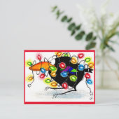 Funny Crow Winter Weihnachtsleuchten Postkarte (Stehend Vorderseite)