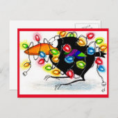 Funny Crow Winter Weihnachtsleuchten Postkarte (Vorne/Hinten)