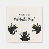 Funny Crown Black Cat Geburtstag Serviette (Vorderseite)