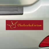 Funny Crown Gold + Ihr Backgr. & Text Autoaufkleber (Auf Auto)