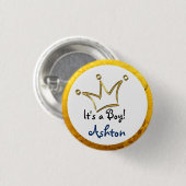Funny Crown Gold + Ihr Backgr. & Text Button (Vorne & Hinten)