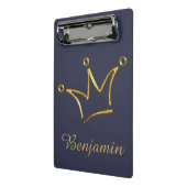 Funny Crown Gold + Ihr Backgr. & Text Mini Klemmbrett (Gewinkelt2)