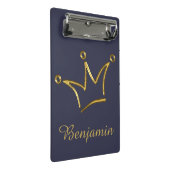 Funny Crown Gold + Ihr Backgr. & Text Mini Klemmbrett (Schrägansicht)