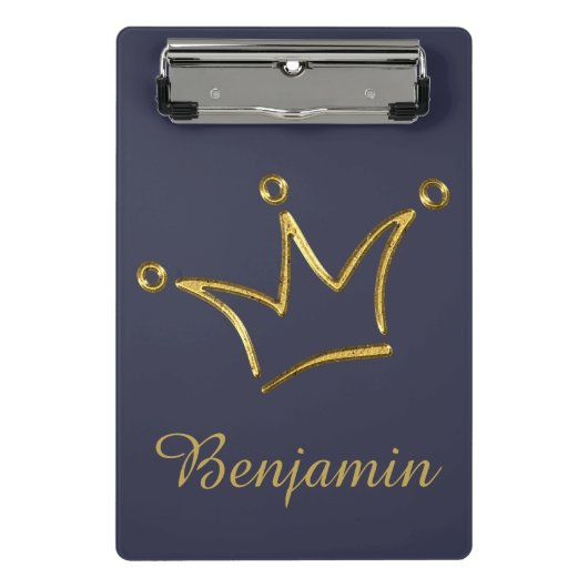 Funny Crown Gold + Ihr Backgr. & Text Mini Klemmbrett (Vorderseite)