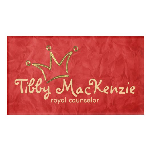 Funny Crown Gold + Ihr Backgr. & Text Namenschild (Vorderseite)