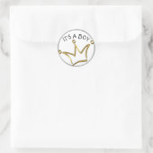 Funny Crown Gold + Ihr Backgr. & Text Runder Aufkleber (Tasche)