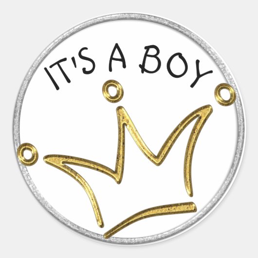 Funny Crown Gold + Ihr Backgr. & Text Runder Aufkleber (Vorderseite)