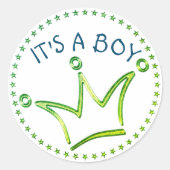 Funny Crown grün + Ihr Backgr. & Text Runder Aufkleber (Vorderseite)