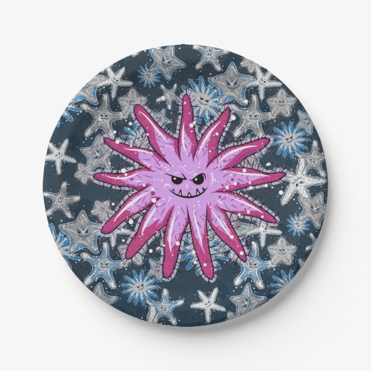 Funny Crown of Thorns Starfish mit einem Spiegel Pappteller (Vorderseite)