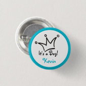 Funny Crown schwarz + dein Backgr. & Text Button (Vorne & Hinten)