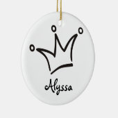 Funny Crown schwarz + dein Backgr. & Text Keramik Ornament (Rechts)