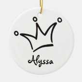 Funny Crown schwarz + dein Backgr. & Text Keramik Ornament (Vorne)