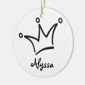 Funny Crown schwarz + dein Backgr. & Text Keramik Ornament (Links)
