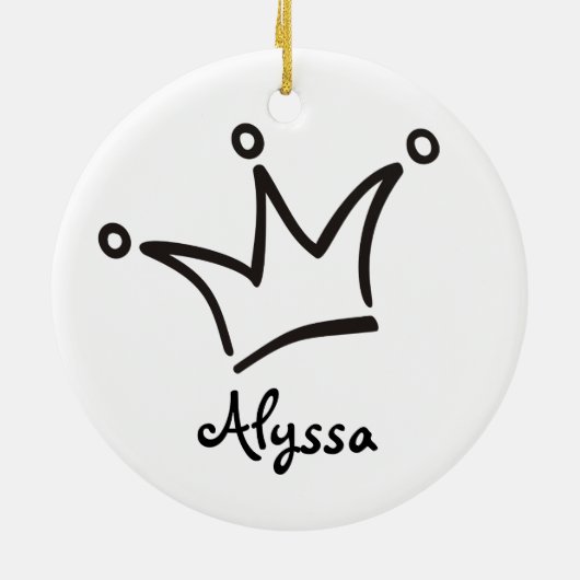 Funny Crown schwarz + dein Backgr. & Text Keramik Ornament (Hinten)