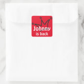 Funny Crown schwarz + dein Backgr. & Text Quadratischer Aufkleber (Tasche)