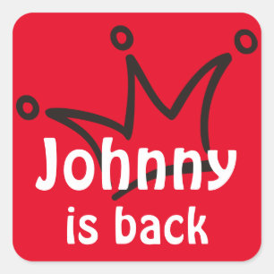 Funny Crown schwarz + dein Backgr. & Text Quadratischer Aufkleber
