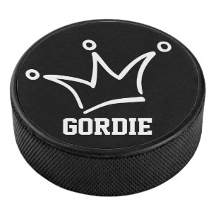 Funny Crown weiß + Ihr Backgr. Name Eishockey Puck