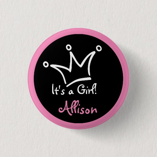 Funny Crown weiß + Ihr Backgr. & Text Button (Vorderseite)