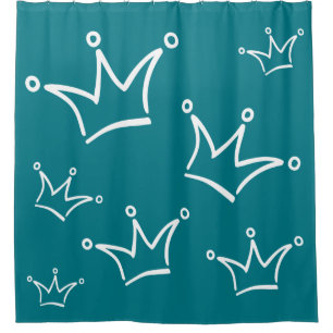 Funny Crown weiß + Ihr Backgr. & Text Duschvorhang