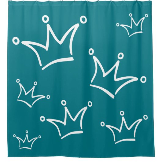 Funny Crown weiß + Ihr Backgr. & Text Duschvorhang (Vorderseite)