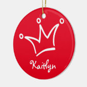 Funny Crown weiß + Ihr Backgr. & Text Keramik Ornament (Links)