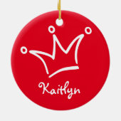 Funny Crown weiß + Ihr Backgr. & Text Keramik Ornament (Hinten)