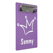 Funny Crown weiß + Ihr Backgr. & Text Mini Klemmbrett (Schrägansicht)