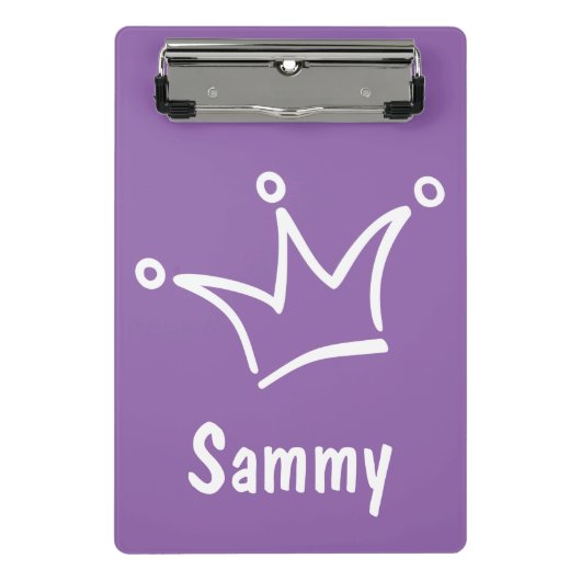 Funny Crown weiß + Ihr Backgr. & Text Mini Klemmbrett (Vorderseite)