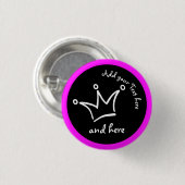 Funny Crown weiß + Ihr Rücken. Text Button (Vorne & Hinten)