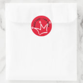 Funny Crown white & BEHALTEN COOL + Ihr Text Runder Aufkleber (Tasche)