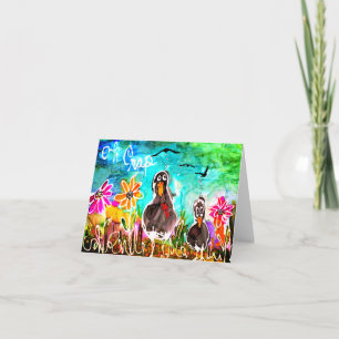 Funny Crows and Blume Oh Crap Grußkarte Karte