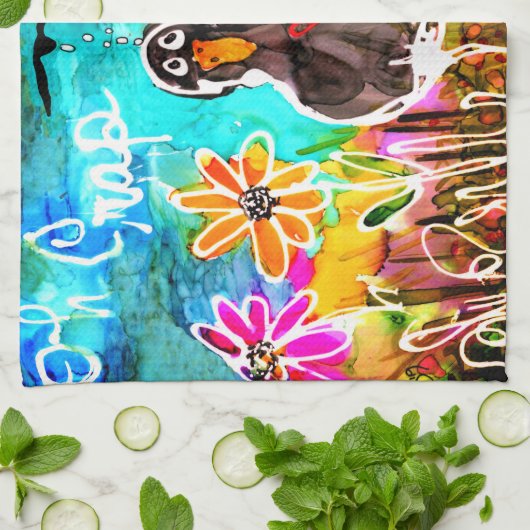 Funny Crows and Blume Oh Crap Kitchen Handtuch (Gefaltet)