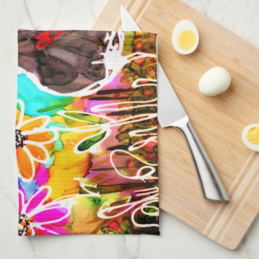 Funny Crows and Blume Oh Crap Kitchen Handtuch (Viertel Falte)