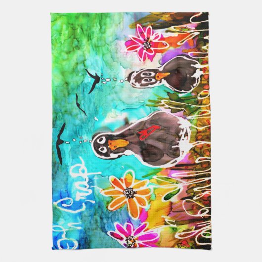 Funny Crows and Blume Oh Crap Kitchen Handtuch (Vertikal)