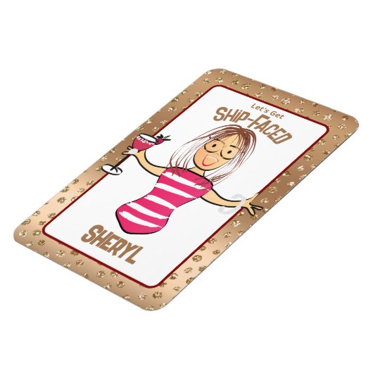 Funny Cruise Ship Cartoon signieren für sie Magnet (Linke Seite)