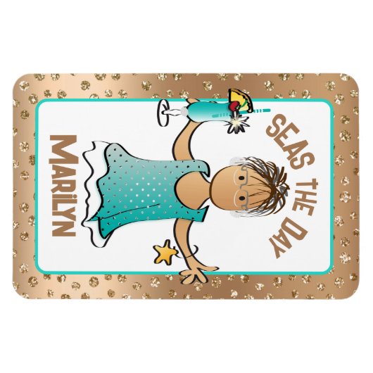 Funny Cruise Ship Door Seas the Day Vacation Magnet (Horizontal)