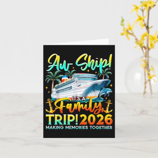 Funny Cruise Ship Family Trip Urlaub 2026 Reunio Karte (Gelbe Blume)